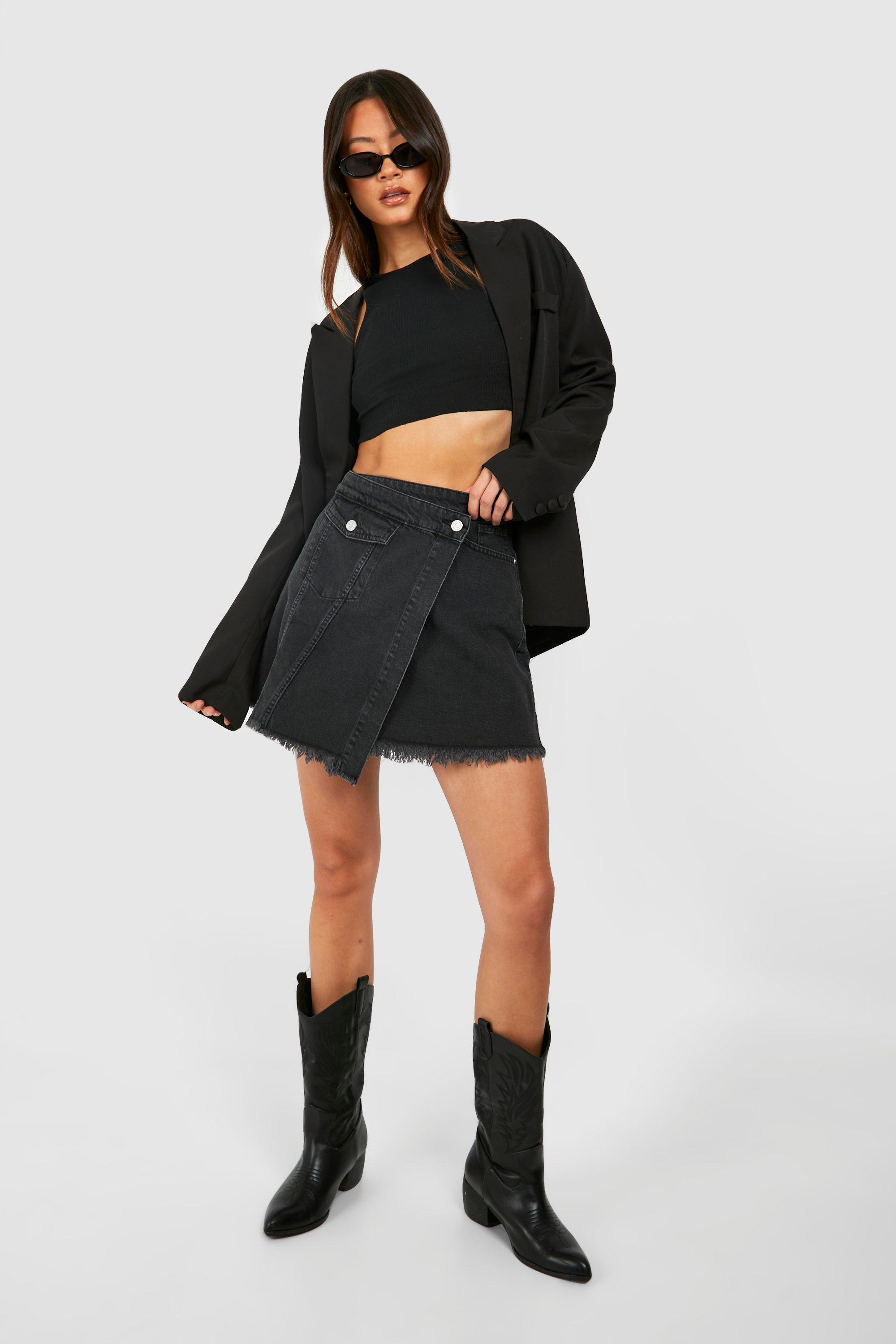 Long wrap denim outlet skirt